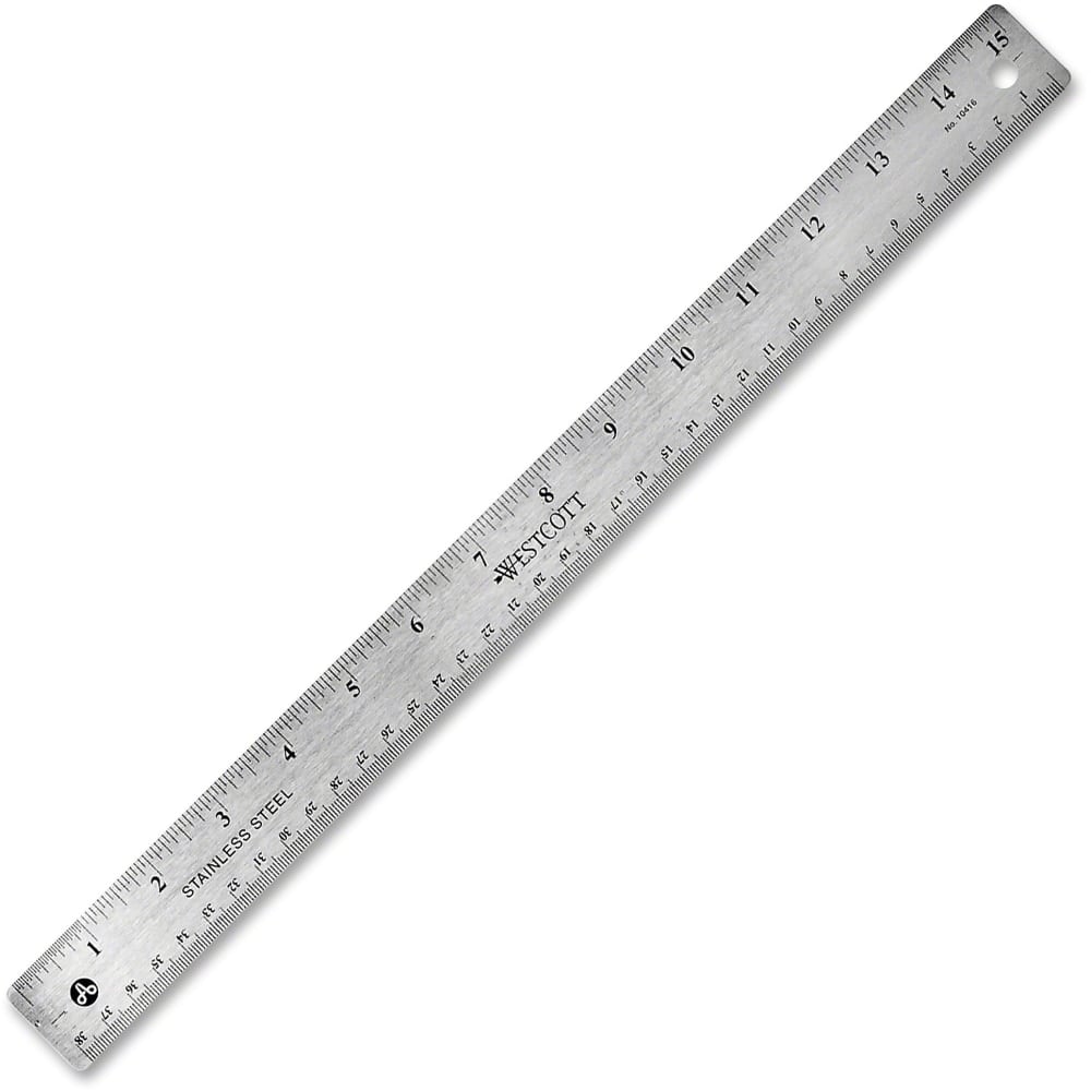 Westcott Stainless Steel Ruler, 15in/38cm (Min Order Qty 9) MPN:R59015