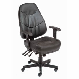 Interion® Office Chair With High Back & Adjustable Arms Leather Black 573506