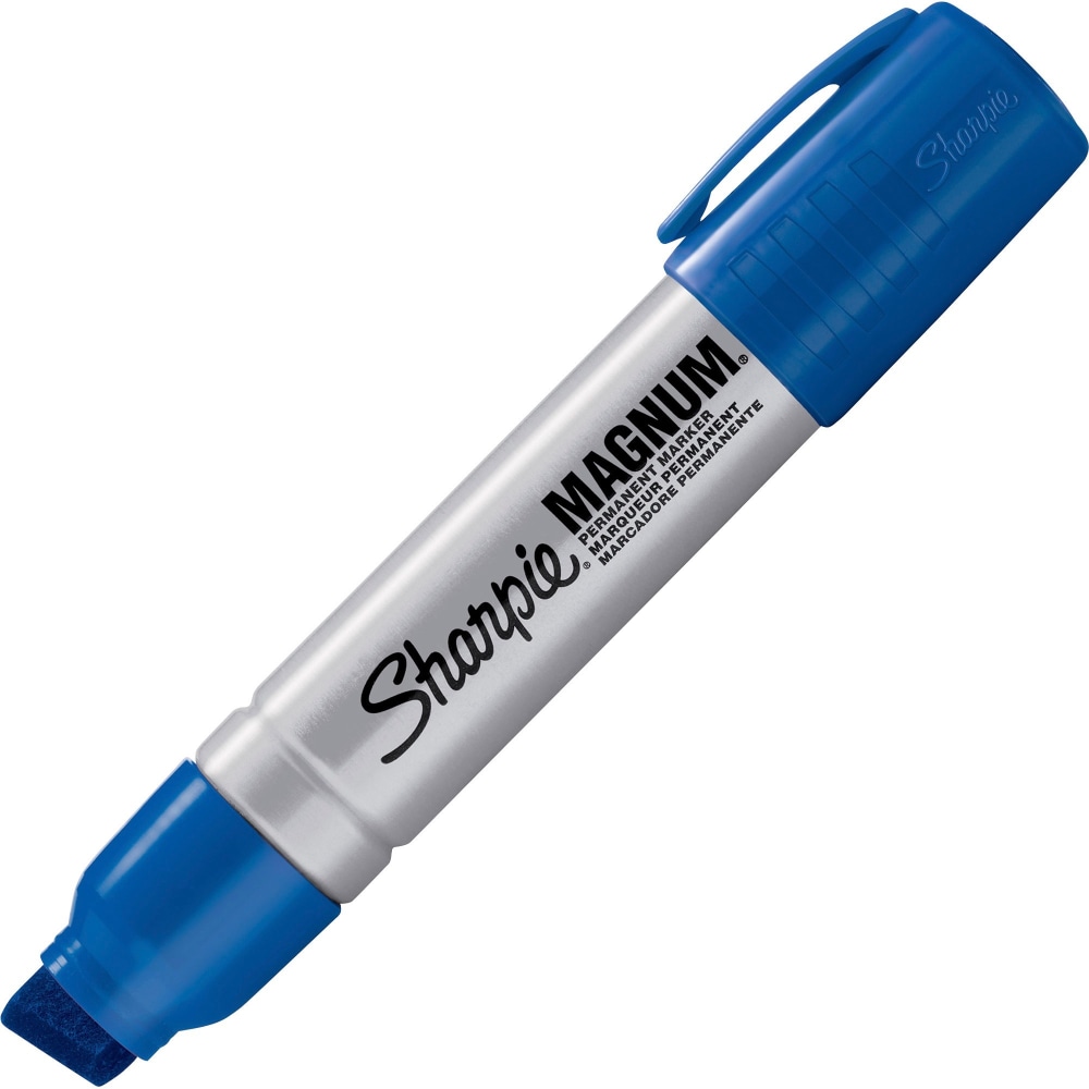 Sharpie Magnum Permanent Marker - Jumbo Marker Point - 15.875 mm Marker Point Size - Chisel Marker Point Style - Blue - Plastic Barrel - Felt Tip - 12 / Box (Min Order Qty 2) MPN:44003BX