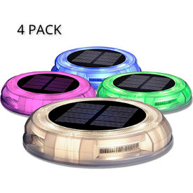 eLEDing® Solar Garden Decoration Dusk to Dawn LED Light White Purple Blue Green Pack of 4 EE801WLW4-RGB