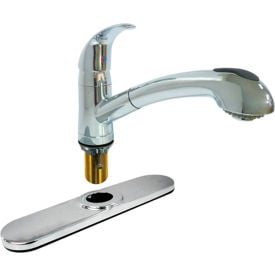 Dominion Faucets Single Lever Kitchen Faucet w/ Pull Out Spray Removable Deck Plate Chrome Plated 77-2130