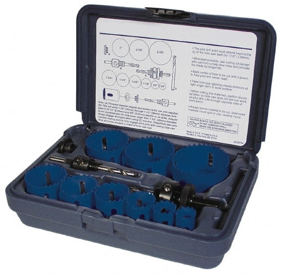 Industrial Hole Saw Kit: 20 Pc, 3/4 to 4-1/2