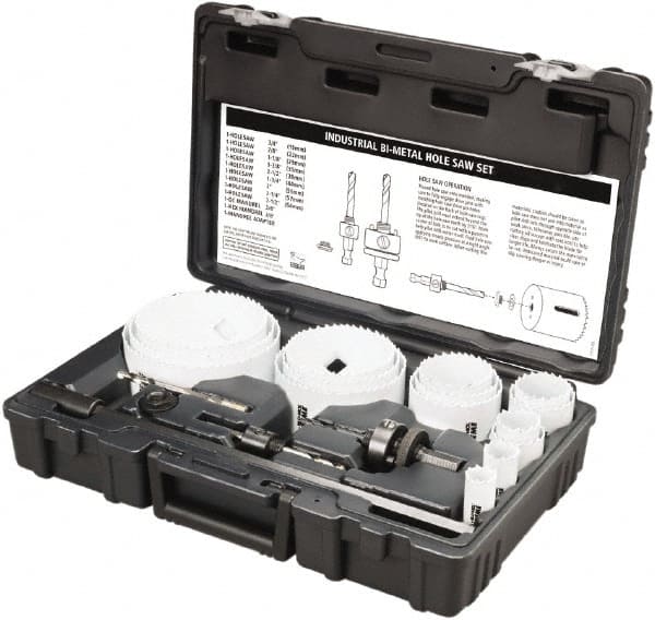 Industrial Hole Saw Kit: 20 Pc, 3/4 to 4-1/2