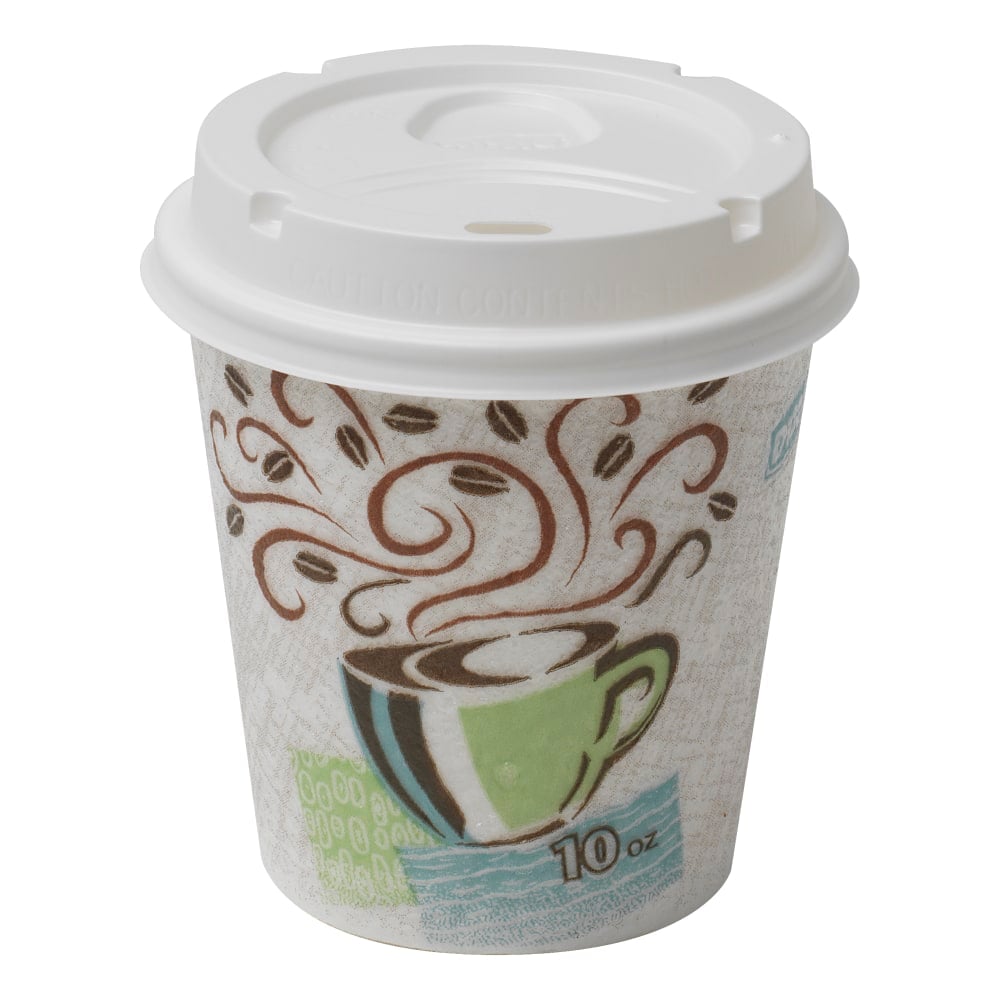 Dixie PerfecTouch Hot Cups And Lids, 10 Oz., White, Pack Of 50 (Min Order Qty 4) MPN:5310COMBO600PK