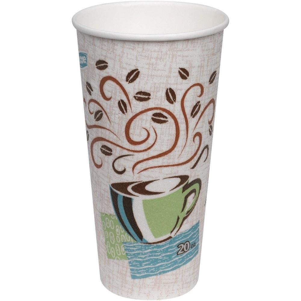 Dixie PerfecTouch 20 oz Insulated Paper Hot Coffee Cups by GP Pro - 25 / Pack - 20 / Carton - White, Green, Brown - Paper - Hot Drink MPN:5320CD