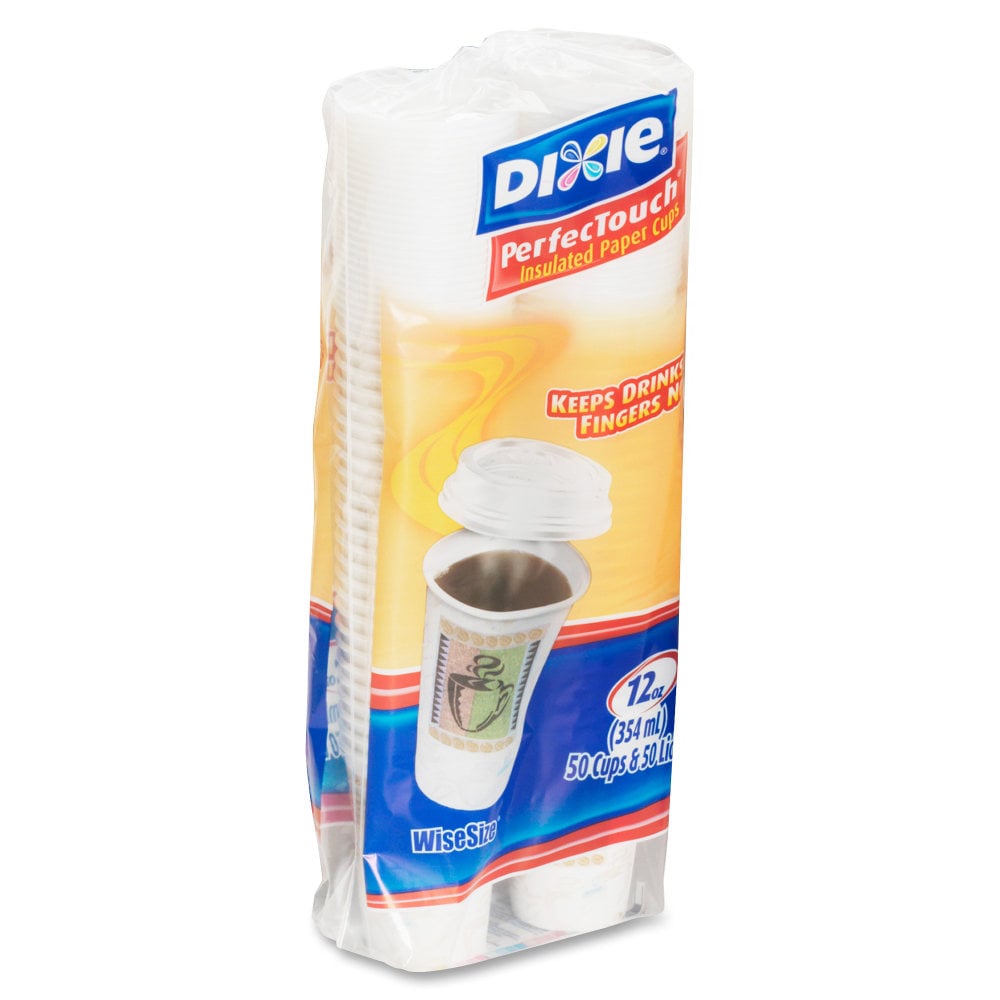 Dixie PerfecTouch Insulated Hot Paper Cups, 12 Oz, White, 50 Cups Per Pack, Set Of 6 Packs MPN:5342COMBO6CT