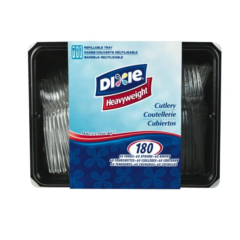Dixie Plastic Utensils, Heavy-Weight Cutlery Variety Pack, Clear, Box Of 180 Utensils (Min Order Qty 3) MPN:CH0180DX7