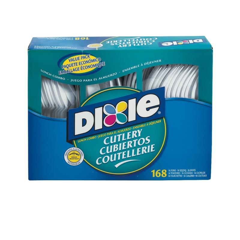 Dixie Heavy-Weight Plastic Cutlery Combo Box, White, Box Of 168 (Min Order Qty 5) MPN:CM168