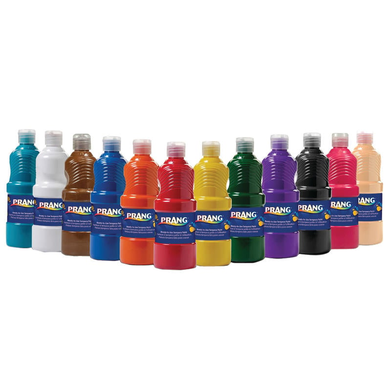 Prang Ready-To-Use Tempera Paint, 16 Oz., Assorted Colors, Pack Of 12 (Min Order Qty 3) MPN:21696