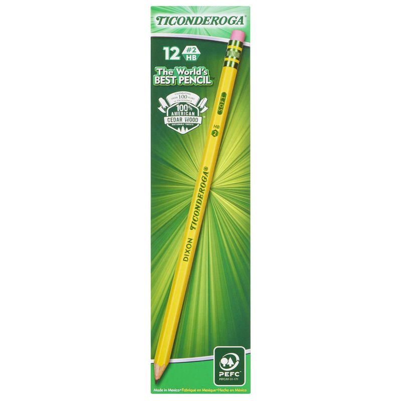 Ticonderoga Pencils, Presharpened, #2 Lead, Soft, Pack of 12 (Min Order Qty 27) MPN:13806