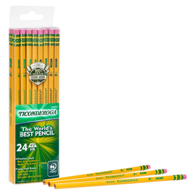 Ticonderoga Pencils, #2 Lead, Medium Soft, Pack of 24 (Min Order Qty 11) MPN:13924