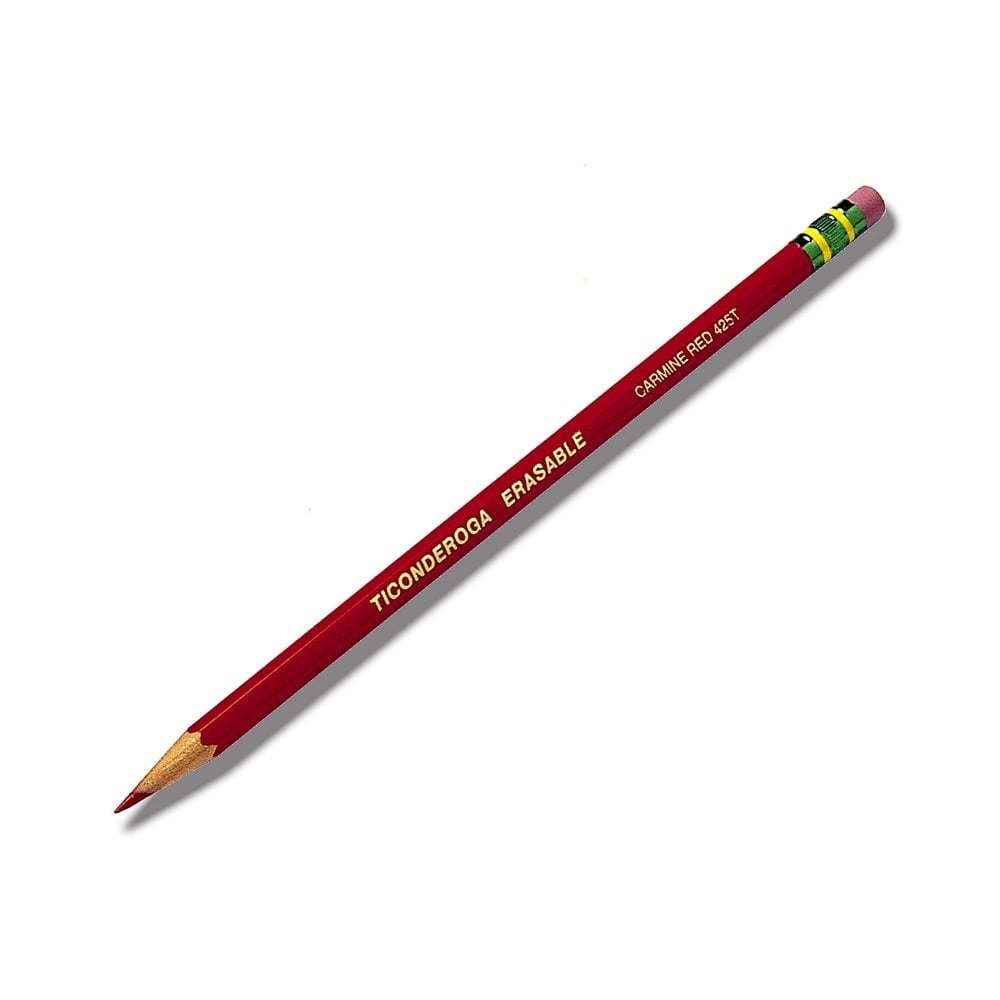 Ticonderoga Erasable Checking Pencils, Presharpened, Carmine Red, Pack Of 12 (Min Order Qty 13) MPN:14259