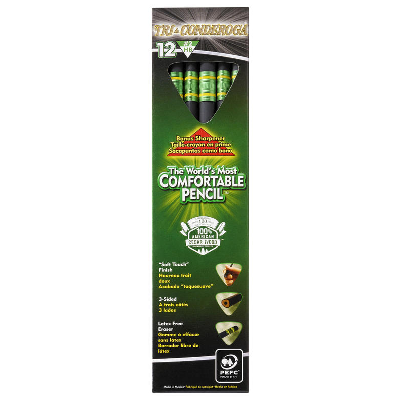 Ticonderoga Tri-Conderoga Triangular Pencils, #2 Lead, Medium Soft, Pack of 12 (Min Order Qty 9) MPN:22500