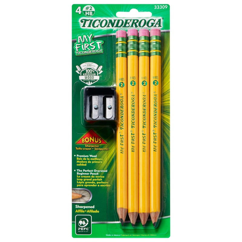 Ticonderoga Beginner Pencils, Presharpened, #2 Lead, Medium Soft, Pack of 4 (Min Order Qty 23) MPN:33309