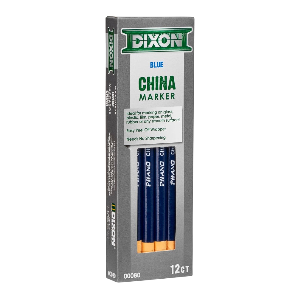 Dixon Phano China Markers, Blue, Presharpened, Pack of 12 (Min Order Qty 9) MPN:00080