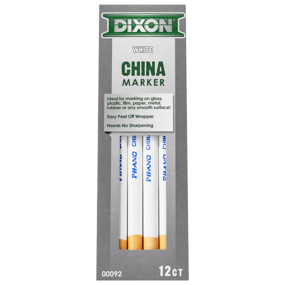 Dixon Phano China Markers, White, Presharpened, Pack of 12 (Min Order Qty 17) MPN:00092