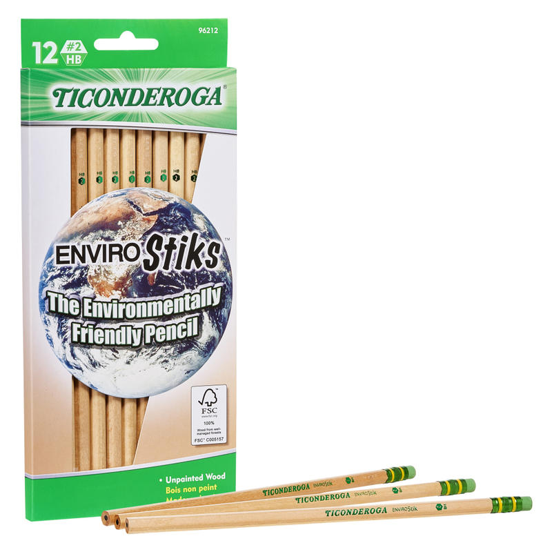 Ticonderoga EnviroStik Pencils, Presharpened, #2 Lead, Soft, Pack of 12 (Min Order Qty 16) MPN:96212