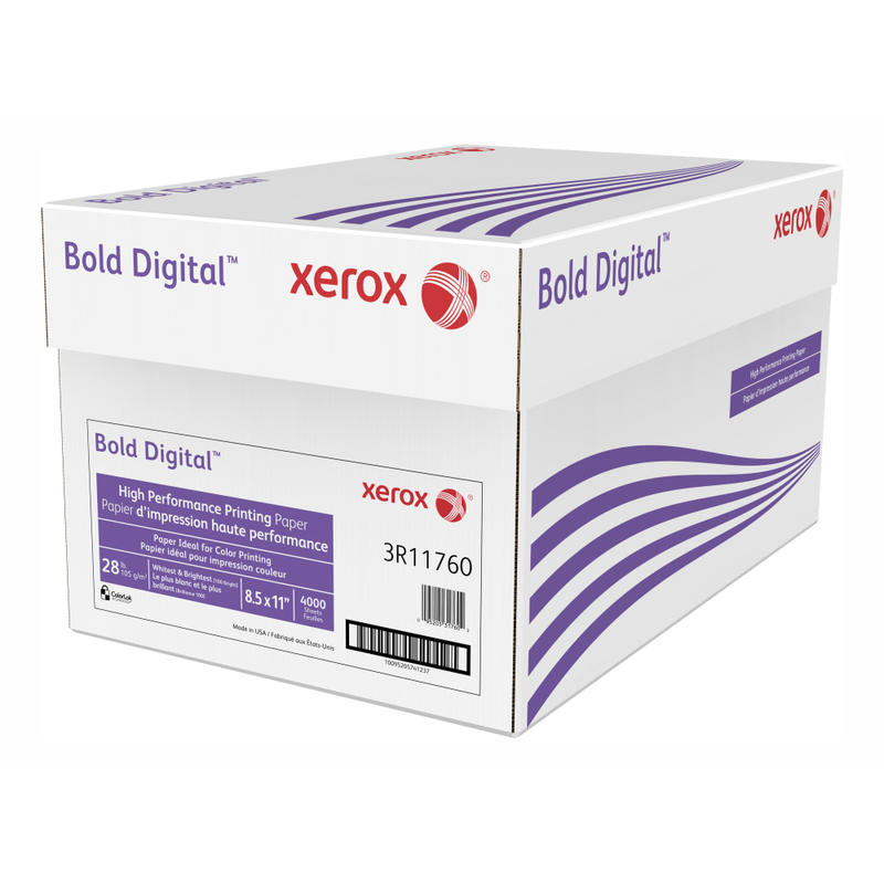 Xerox Bold Digital Printing Paper, Letter Size (8 1/2in x 11in), 100 (U.S.) Brightness, 28 Lb, FSC Certified, Ream Of 500 sheets, Case of 8 reams MPN:3R11760PY-CS