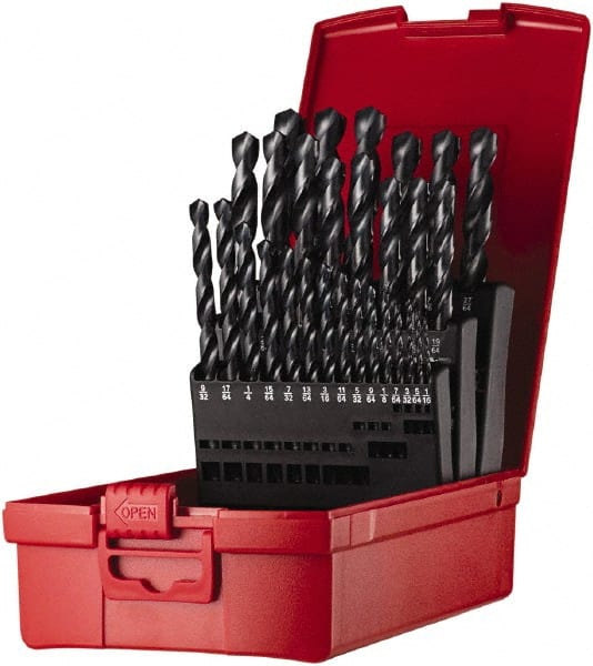 Drill Bit Set: Jobber Length Drill Bits, 29 Pc, 0.0625