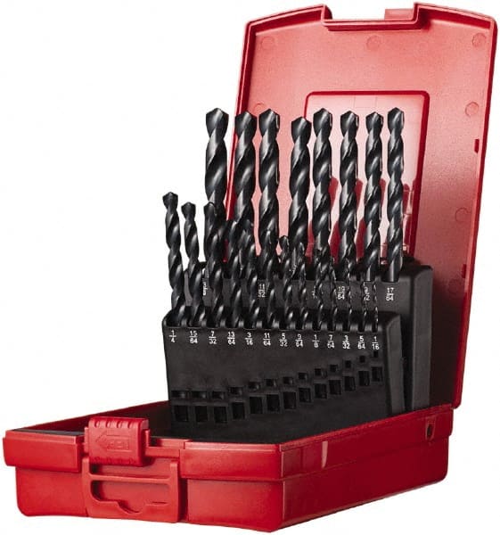 Drill Bit Set: Jobber Length Drill Bits, 21 Pc, 0.0625