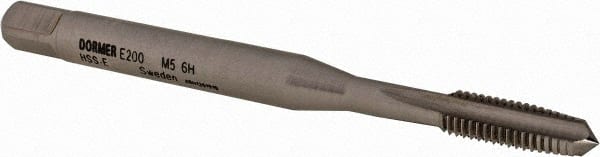 Straight Flute Tap:  Metric Coarse,  3 Flute,  Taper,  6H,  Cobalt,  Bright/Uncoated Finish MPN:5975712