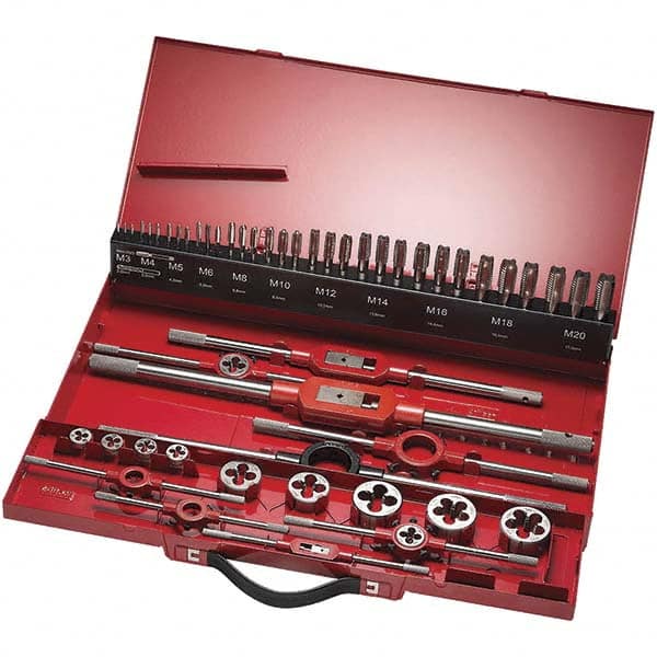 Tap & Die Set: M3 x 0.5 to M20 x 2.5 Taps, M3 x 0.5 to M20 x 2.5 Dies, Metric Coarse MPN:5978839