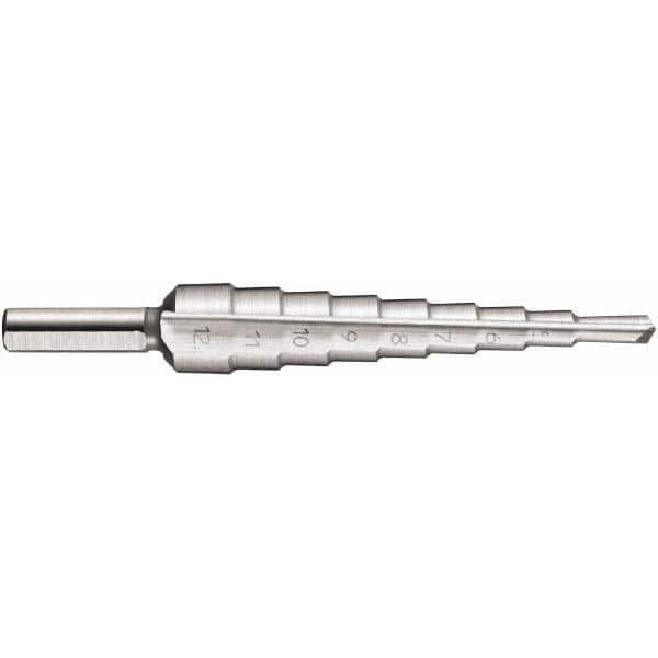 Step Drill Bits: High Speed Steel, 9 Hole Sizes MPN:5972748