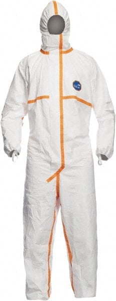 Disposable Coveralls: Size X-Large, Tyvek, Zipper Closure MPN:TJ198TWHXL0025P