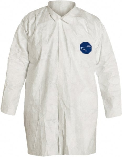 Lab Coat: Aerosols, Hazardous Dry Particulates & Non-Hazardous Light Liquid Splash, 1.20 oz Material, Size Large, Tyvek MPN:TY210SWHLG00300