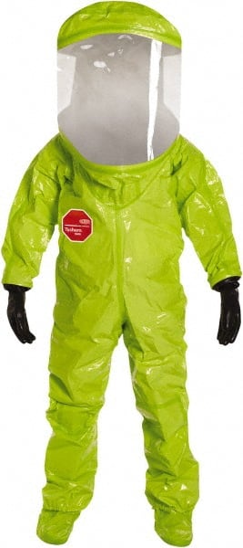 Encapsulated Suit: Size XL, ASTM D1777, ASTM D3776, ASTM D3787, ASTM D5034, ASTM D5733 & OSHA 16 CFR 1610, Lime, Tychem MPN:TK613TLYXL00010