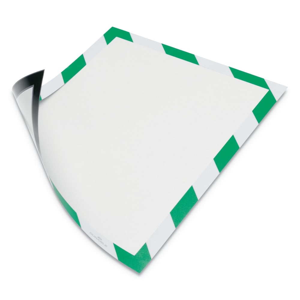 DURABLE DURAFRAME Security Magnetic Sign Holders, 9-1/2in x 12in, Green/White, Set Of 2 Holders (Min Order Qty 4) MPN:4772131