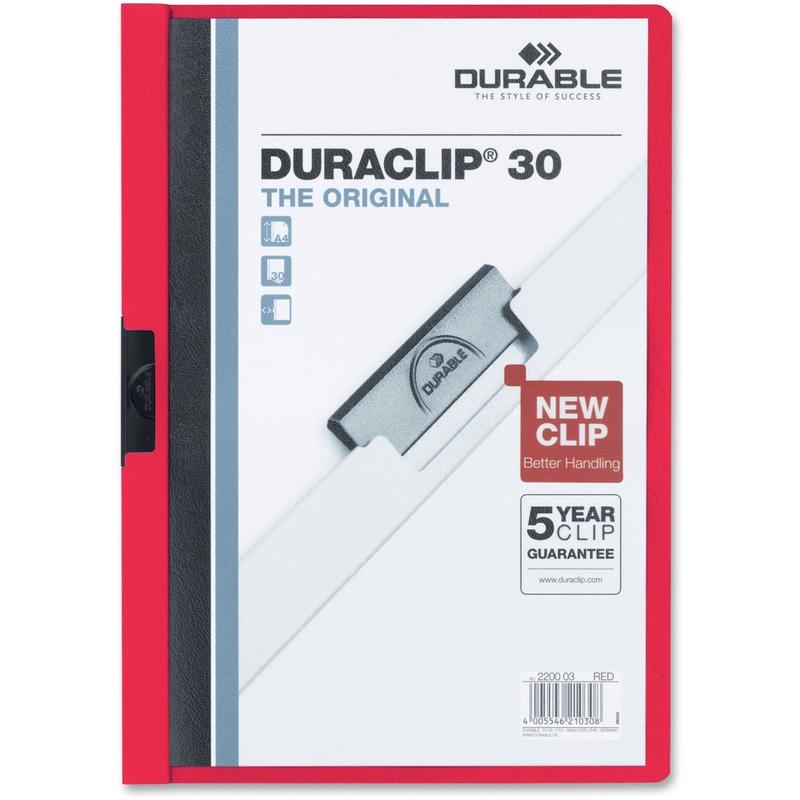 Durable Duraclip 30 Report Covers, 8 1/2in x 11in, Red (Min Order Qty 20) MPN:220303