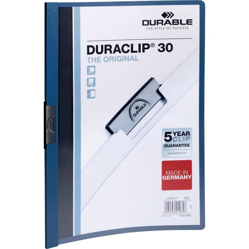 Durable Duraclip 30 Report Covers, 8 1/2in x 11in, Dark Blue (Min Order Qty 32) MPN:220307