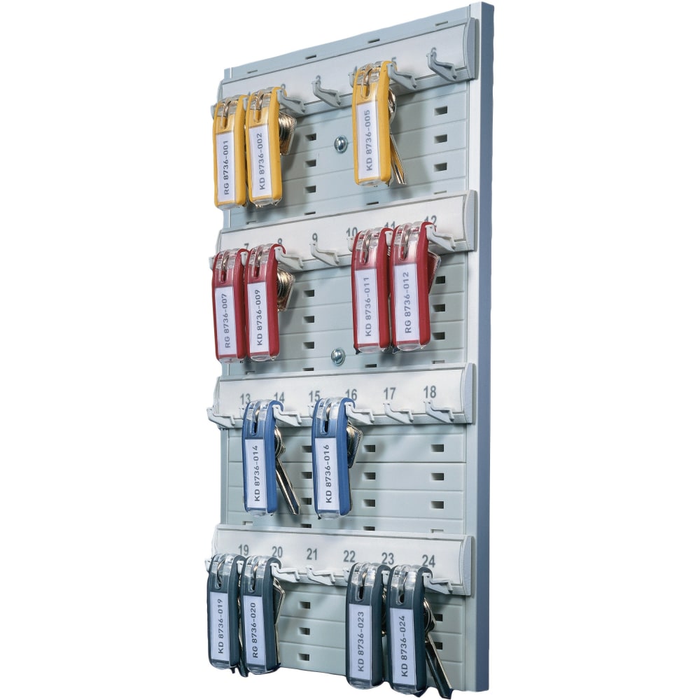 DURABLE Open 24-Key Rack - 8-2/5in W x 14-3/10in H x 1-3/10in D - Gray - Plastic (Min Order Qty 2) MPN:195610