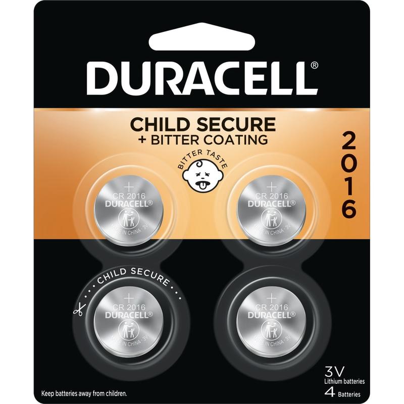 Duracell 2016 3V Lithium Coin Batteries, Pack of 4 (Min Order Qty 20) MPN:2016-4PK