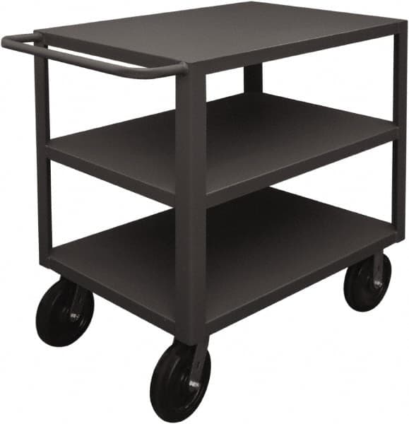 Heavy-Duty Service Utility Cart: Steel, Gray MPN:HET-2436-3-5K-9