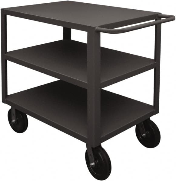 Heavy-Duty Service Utility Cart: Steel, Gray MPN:HET-2448-3-5K-9