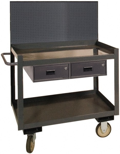 Heavy-Duty Service Utility Cart: Steel, Gray MPN:RSC-2436-2-PB-2