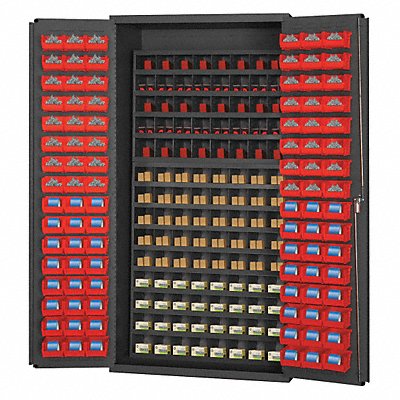 K4907 Bin Cabinet Red Bins Gray Cabinet MPN:3501-DLP-72/40B-96-1795