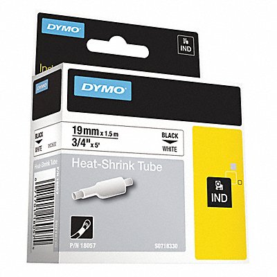 Label Tape Heat Shrink 3/4 White/Black MPN:DYM18057