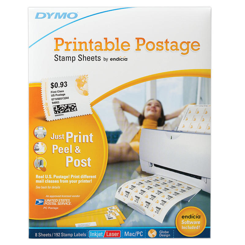 DYMO Printable Postage, 1750042, 24 Stamps Per Sheet, Pack Of 8 Sheets (Min Order Qty 3) MPN:1750042