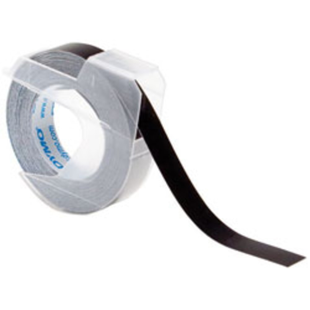 DYMO 5201-09 Embossed Vinyl Labeling Tape, 0.38in x 9.8ft, Glossy Black (Min Order Qty 16) MPN:520109