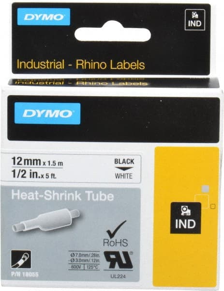 Label Maker Label: White, Heat Shrinkable Polyolefin, 60