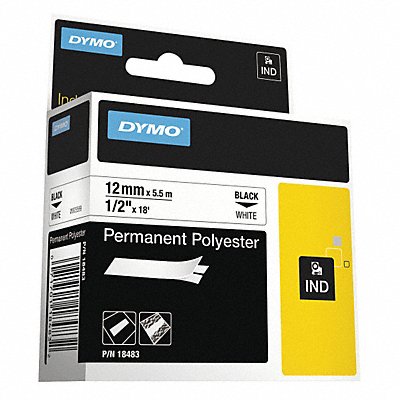 Label Tape 0.5 Perm Poly White/Black MPN:18483