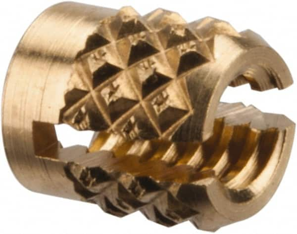 #4-40 UNC Brass Flush Press Fit Threaded Insert for Plastic MPN:240-004-BR