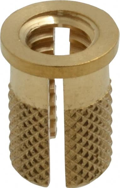 1/4-20 UNC Brass Flanged Press Fit Threaded Insert for Plastic MPN:260-4-BR