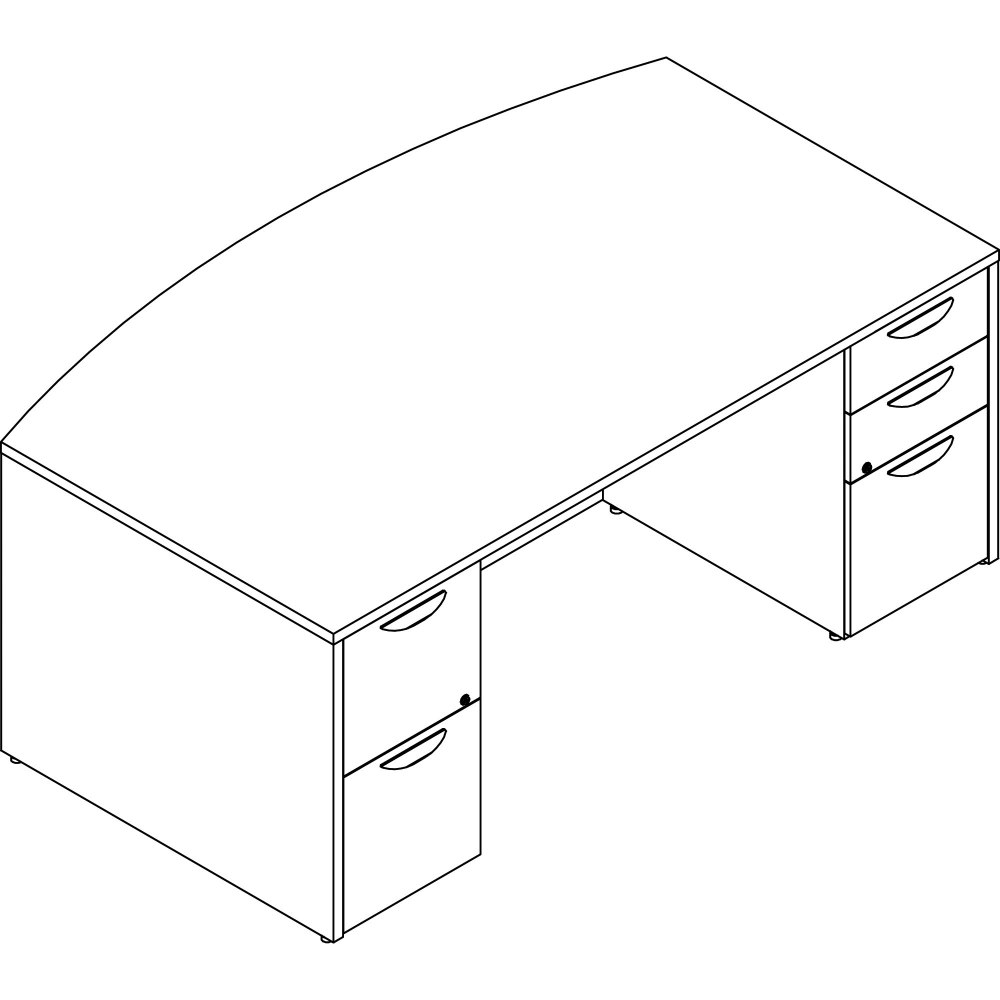 Lorell Prominence 2.0 72inW Double-Pedestal Computer Desk, Bow Front, Gray Elm MPN:PD4272DPGE