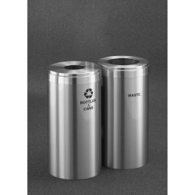 Glaro Recyclepro Recycling & Trash Can 46 Gallon Satin Aluminum 1542-2SA-SA-B&C/W