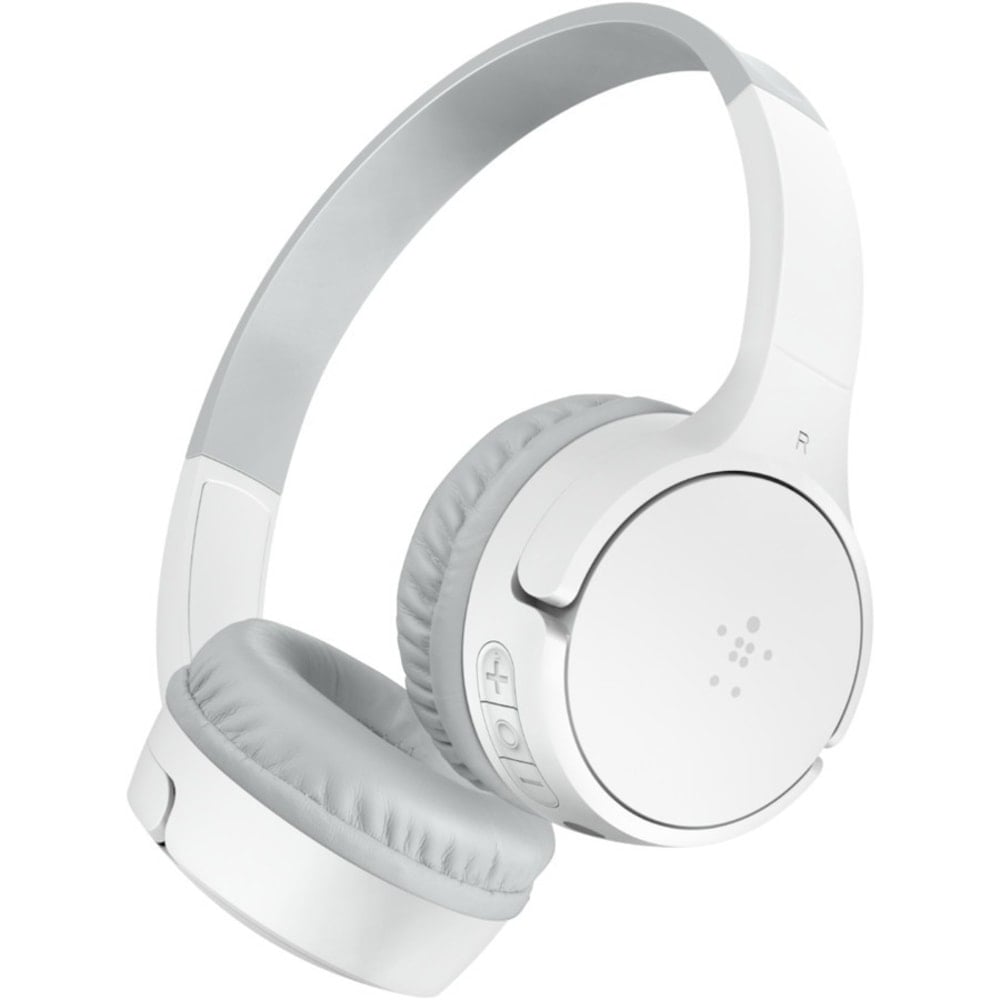 Belkin SoundForm Mini Wireless On-Ear Headphones for Kids - Stereo - Mini-phone (3.5mm) - Wired/Wireless - Bluetooth - 30 ft - On-ear, Over-the-head, Over-the-ear - Binaural - Ear-cup - 4 ft Cable - White (Min Order Qty 2) MPN:AUD002BTWH