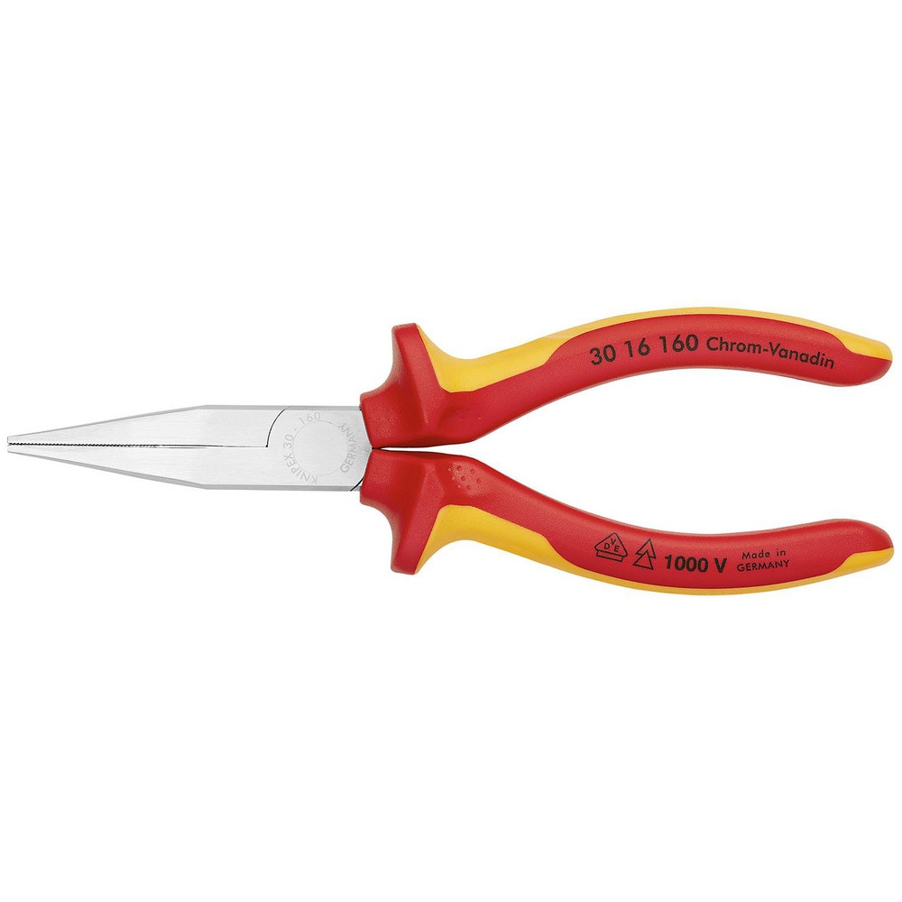 Long Nose Pliers, Pliers Type: Flat Nose Pliers, Insulated , Jaw Texture: Serrated , Jaw Length (Inch): 1-53/64 , Jaw Width (Inch): 21/32 , Jaw Bend: 0.52  MPN:30 16 160